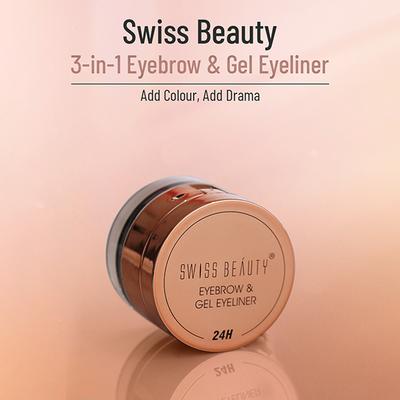 Swiss Beauty 2-In-1 Eyebrow & Gel Eyeliner - Brown 7 gm - Eyeliners