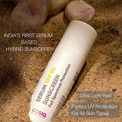 Cos-IQ Outdoor Sunscreen Serum SPF 50 PA triple plus Broad Spectrum UVA UVB and IR Protection Zero White 30 ml - Face Sunscreen