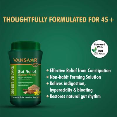 Vansaar 45+ Gut Relief (Sugar Free) Powder 200 g - Digestive Care