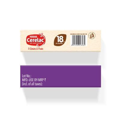 Nestle CERELAC 5 Grains & Fruits Baby Food Cereal No Refined Sugar & No Preservatives (18 to 24 Months Baby) 300 g - Baby And Infant Supplements