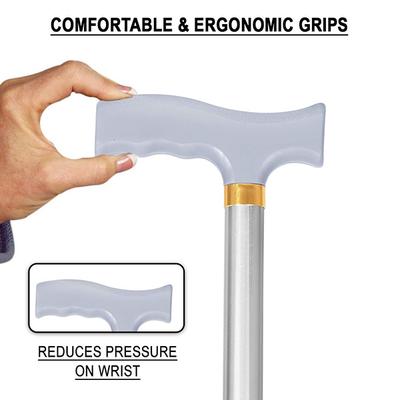 MCP Jindal Height Adjustable Walking Stick - Silver - Wheelchairs & Walking Sticks