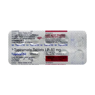 Topival 50mg Tablet 10'S - Epilepsy/Convulsion-Ant