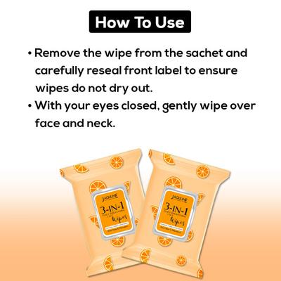 Jaquline USA 3in1 Daily Skin Brightening Wipes (Pack of 30) 1's - Facial Wipes & Tissues