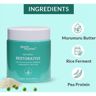 Earth Rhythm Restorative Hair Butter Pea Protein, Murumuru & Rice Ferment 100 gm - Hair Masks & Packs