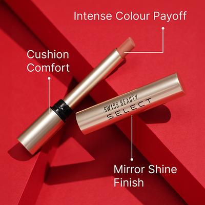 Swiss Beauty Select High On Shine Creamy Lipstick Enriched With Vitamin E Scarlet Red 1 gm - Lipsticks