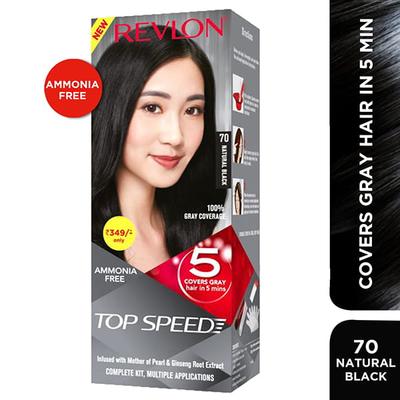 Revlon Top Speed Hair Color Woman - 70 Natural Black (20gm+20gm+15ml) 3's - Crème