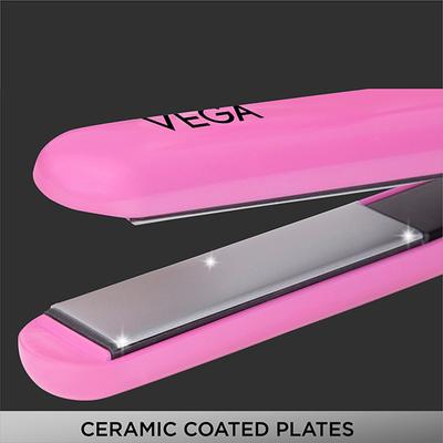Vega Flat Hair Straightener for Women with Ceramic Coated Plate, Quick Heatup (VHSH-15) 449 gm - Straighteners
