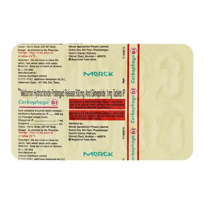 Carbophage G1 Tablet 10'S - Diabetes-Ant