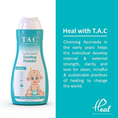 T.A.C - The Ayurveda Co. Dashapushpadi Dusting Powder with 10 Sacred Flowers Gentle & Nourishing 100 gm - Baby Powder