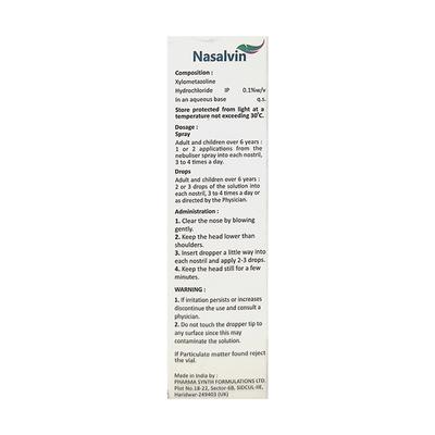 NASALVIN ADULT Nasal Drops 10ml - Nasal Congestion-Nas