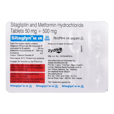 SITAGLYN M IR 50/500 Tablet 10's - Diabetes-Ant