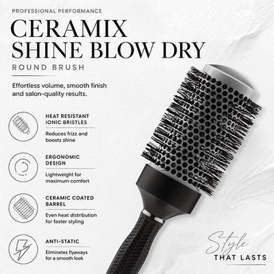 Vega Professional Ceramix Shine Blow Dry Round Hair Brush 53Mm For Men & Women (Vpphb-04) - Hair Brushes
