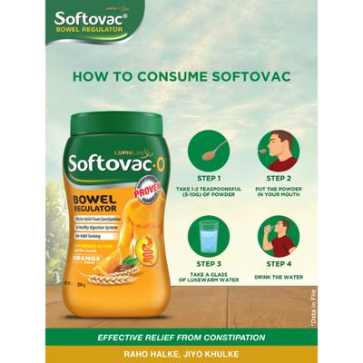 Softovac O Bowel Regulator Powder - Orange Flavour 250 g - Digestive Health