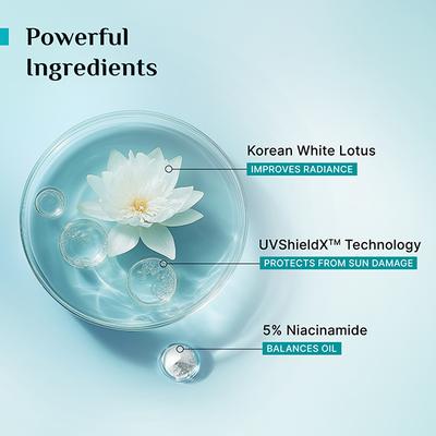 Pilgrim 5% Niacinamide Oil-Free Super Light Gel Sunscreen SPF 50+ PA++++ with Korean White Lotus 45 ml - Face Sunscreen