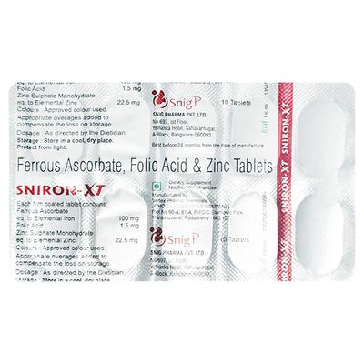 SNIRON XT Tablet 10's - Iron Supplement/Anaemia-Vma