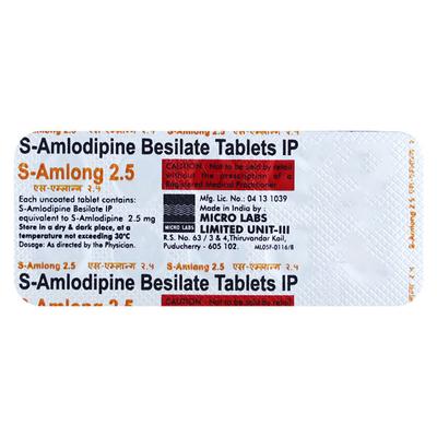 S Amlong 2.5mg Tablet 10'S - Hypertension-Cal