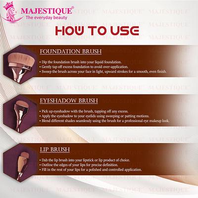 Majestique Foundation, Eyeshadow, and Lips, Professional Makeup Brush Set, Luminous HD Brushes 1's - Face Brush