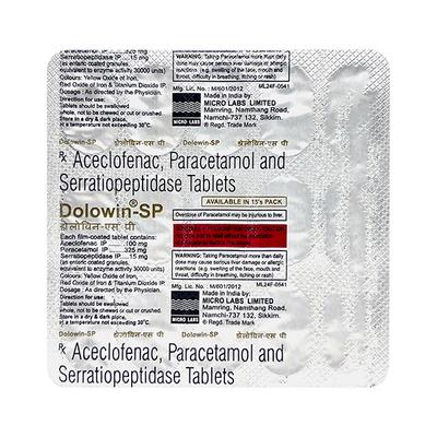DOLOWIN SP Tablet 15's - Pain relief-Nsa