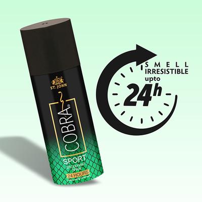 St. John Cobra Sports Limited Edition Deodorant Spray for Men - Pack of 4 x 150 ml - Perfumes (Edt/Edp)