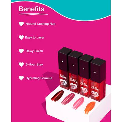 Swiss Beauty Craze Bite Me Liquid Hydrating Tint with Dewy Finish 4-Love Bite 4 ml - Lip Stains & Tints