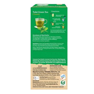 Organic India Tulsi Green Tea Bags - Classic 25's - Teas