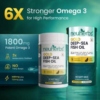 Neuherbs Gold Deep-Sea Fish Oil Capsules 60's - Omega Fish Oil Fatty Acids