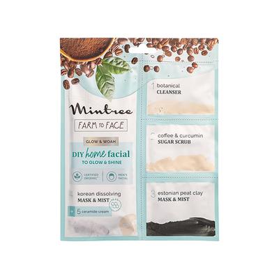 Mintree Certified Organic 5-Step DIY Collagen Home Facial (Coffee) To Glow and Shine Mens 45 gm - Sheet Masks