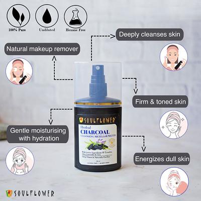 Soulflower Charcoal Cleansing Micellar Water 120 ml - Make Up Removers