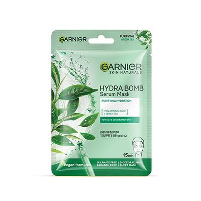 Garnier Skin Naturals, Green, Face Serum Sheet Mask (Green) 32 Gm - Masks & Peels