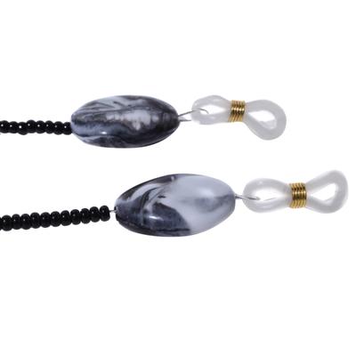 Modisch Black Beads And Black White Ovel Shape Stone Sunglasses Chain (JC-15Bb) 1's - Wearables Sunglasses