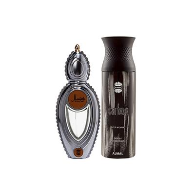 Ajmal Wisal EDP Floral Musky Perfume And Carbon Homme Deodorant Citrus Spicy Fragrance 250 ml - Perfumes (Edt/Edp)