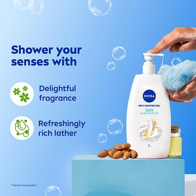 Nivea Shower Gel Soft And Almond Oil 1000 ml - Shower Gels & Body Wash
