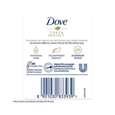 Dove Care & Protect Bar, Removes Germs & Moisturises Skin 400gm 4's - Soaps