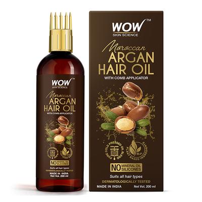 Wow Life Science Moroccan Argan Hair Oil with Comb 200 ml - Hair Oils
