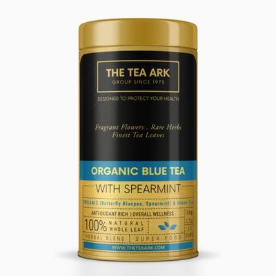 The Tea Ark Organic Blue Tea - Spearmint 50 gm (Tin) - Herbal/Green Teas
