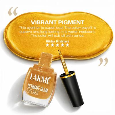 Lakme Ultimate Glam Eye Liner, Semi Matte, Golden, 9ml - Eyeliners