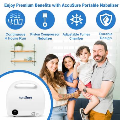 AccuSure Portable ML Advance Nebulizer Machine For Adults & Kids 1's - Blood Pressure Monitors