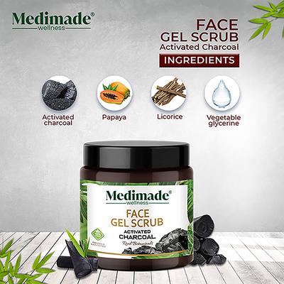 Medimade Activated Charcoal Face Gel Scrub 100 gm - Face Scrubs