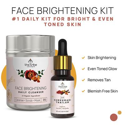 The Tribe Concepts Face Brightening Kit With Steel Tin 130 gm - Loose Powder