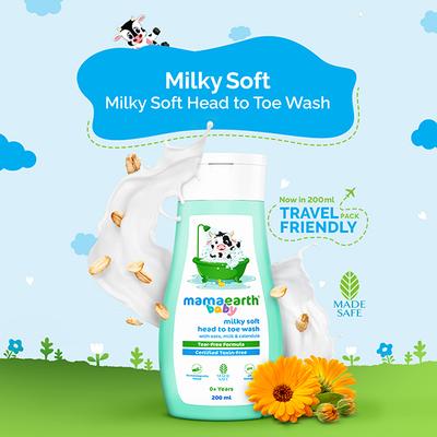 Mamaearth Milky Soft Head to Toe Wash with Oats, Milk, and Calendula for Babies 200 ml - Shower Gels & Body Wash