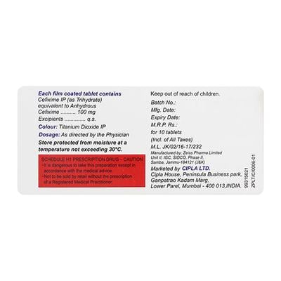 Cefix 100mg Tablet 10'S - Bacterial Infections-Cep