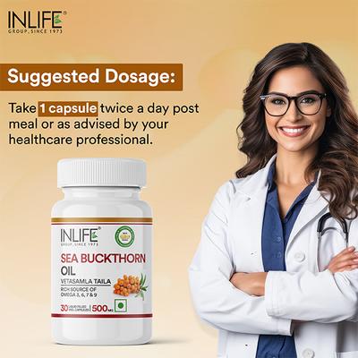 Inlife Sea Buckthorn Oil 500 mg Veg Capsule 30's - Vital Health