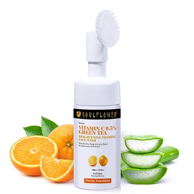 Soulflower Herbal Vitamin C 0.5% Green Tea Brightening Foaming Face Wash 100 ml - Scrubs & Exfoliants
