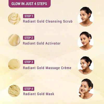 Lotus Herbals Radiant Gold Cellular Glow 4 Facial Kit 148 Gm - Facial Kits
