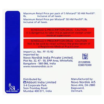 Mixtard 50Hm Penfill Cartridge 1X3ml - Diabetes-Ins