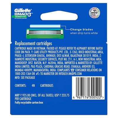 Gillette Mach 3 Sensitive Cartridges 4's - Razors & Cartridges