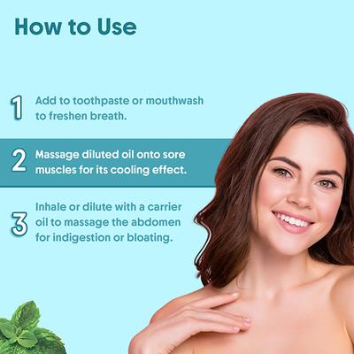 Aravi Organic Peppermint Essential Oil 100% Pure Oil for Diffuser 15 ml - Essential Oils