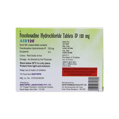 AIR 120mg Tablet 10's - Allergies-Ant