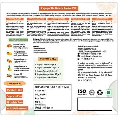 TNW The Natural Wash Papaya Radiance Facial Kit With Orange and Turmeric For Glowing Skin 125 gm - Facial Kits