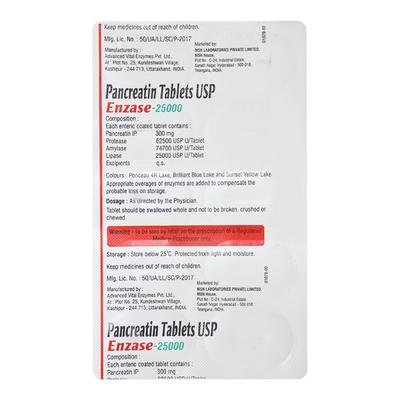 Enzase 25000 Tablet 10's - Digestion-Dig